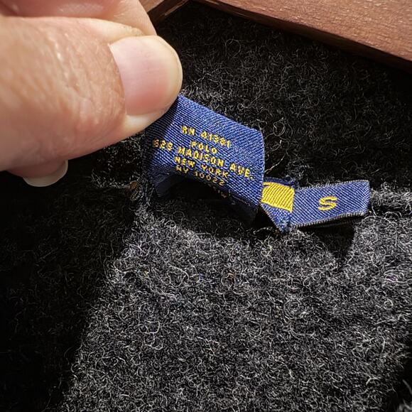 Ralph Lauren Rugby Wool Sweater Dress Small Charcoal Gray Funnel Neck Bodycon - Picture 12 of 15